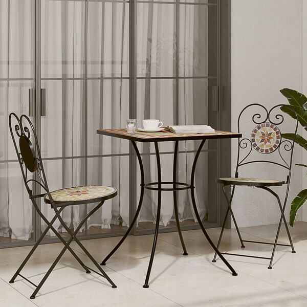 vidaXL Bistrotafel mozaïek 60x60x74 cm keramiek terracottakleurig