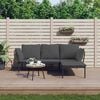 vidaXL 3-delige Loungeset met kussens poly rattan donkergrijs