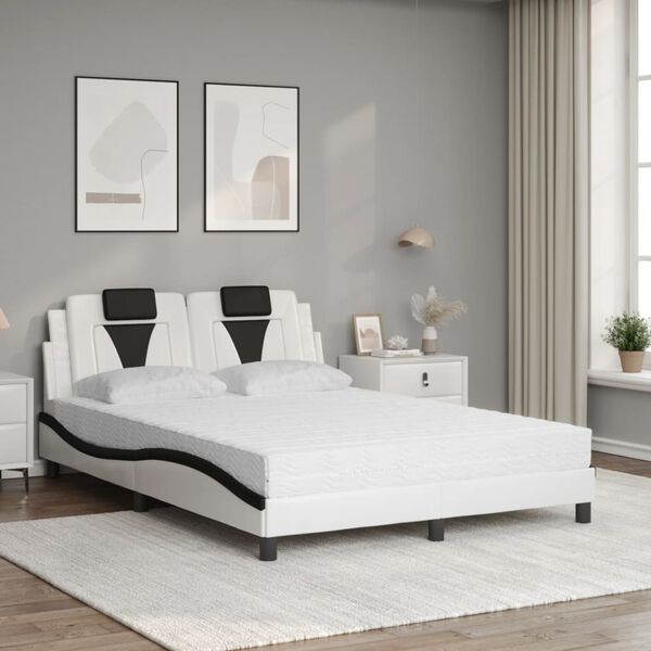 vidaXL Bed "Viana" met matras kunstleer wit en zwart 140x200 cm