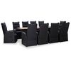 vidaXL 11-delige Tuinset poly rattan acaciahout zwart