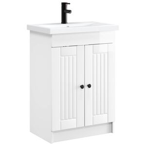 vidaXL Badkamermeubelset Hoogglans Wit 56 x 37,5 x 81 cm Bewerkt hout