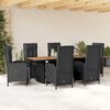 vidaXL 7-delige Tuinset met kussens poly rattan zwart