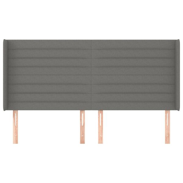vidaXL Hoofdbord met randen 183x16x118/128 cm stof donkergrijs