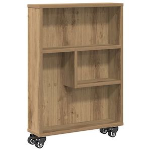 vidaXL Opbergtrolley smal 48x13x68 cm bewerkt hout artisanaal eiken
