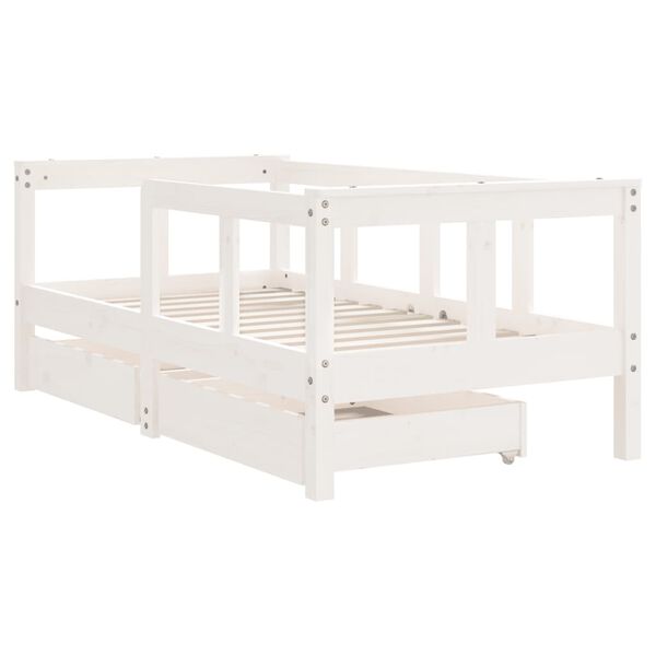 vidaXL Kinderbedframe met lades 70x140 cm massief grenenhout wit