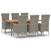 vidaXL 7-delige Tuinset met kussens poly rattan grijs