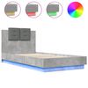 vidaXL Bedframe met hoofdbord en LED-verlichting betongrijs 75x190 cm