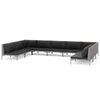 vidaXL 9-delige Loungeset met kussens poly rattan donkergrijs
