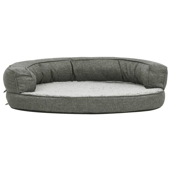 vidaXL Hondenbed ergonomisch linnen-look 75x53 cm fleece grijs