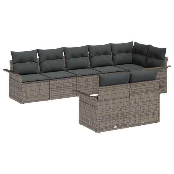 vidaXL Tuin Sofa Set met kussen 8 pcs Grijs poly rattan
