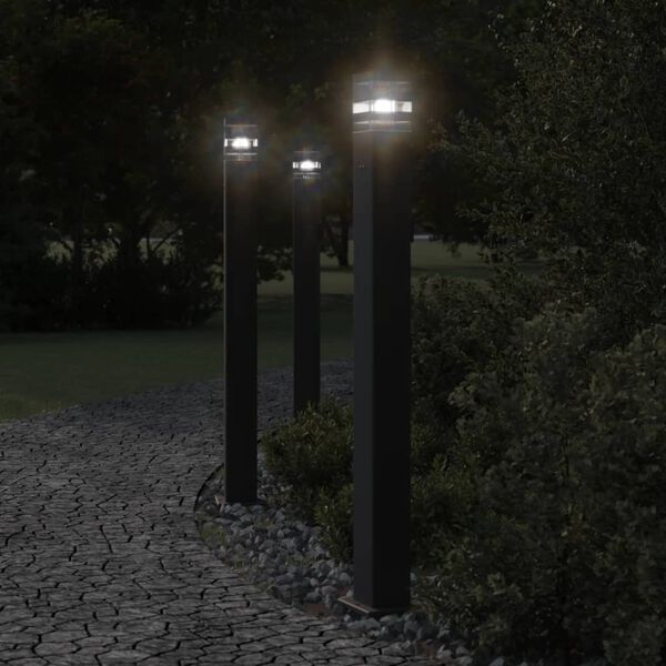 vidaXL Buitenvloerlampen 3 st met stopcontact 110 cm aluminium zwart