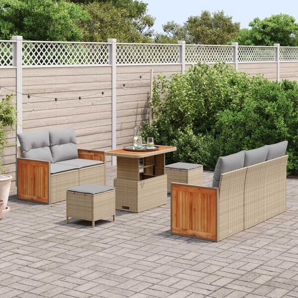 vidaXL Tuin Sofa Set met kussen 8 pcs beige en lichtgrijs
