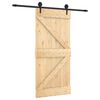 vidaXL Schuifdeur Naturel en Zwart 95 x 210 cm Massief Grenenhout