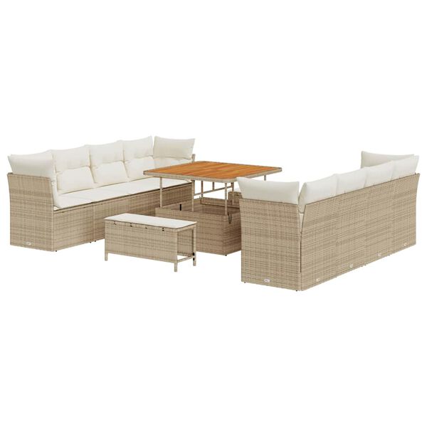vidaXL Tuin Sofa Set met kussen 11 pcs Beige en Cr&egrave;me poly rattan