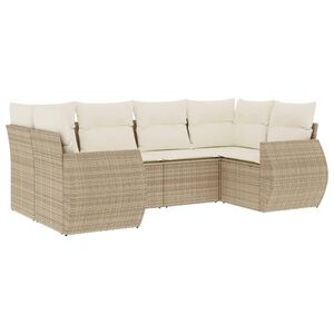 vidaXL 6-delige Loungeset met kussens poly rattan beige