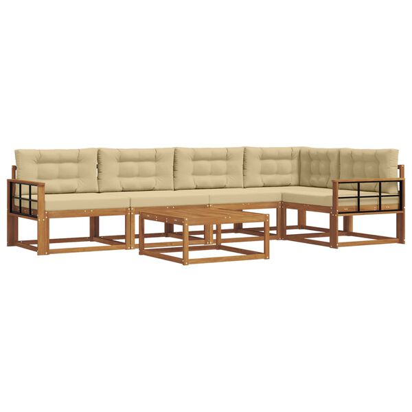 vidaXL Buiten bankenset met kussen 6 pcs Natuurlijk en Beige