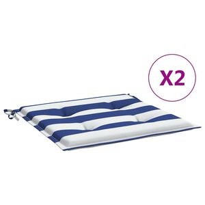 vidaXL Tuinstoelkussens 2 st gestreept 50x50x4 cm stof wit en blauw