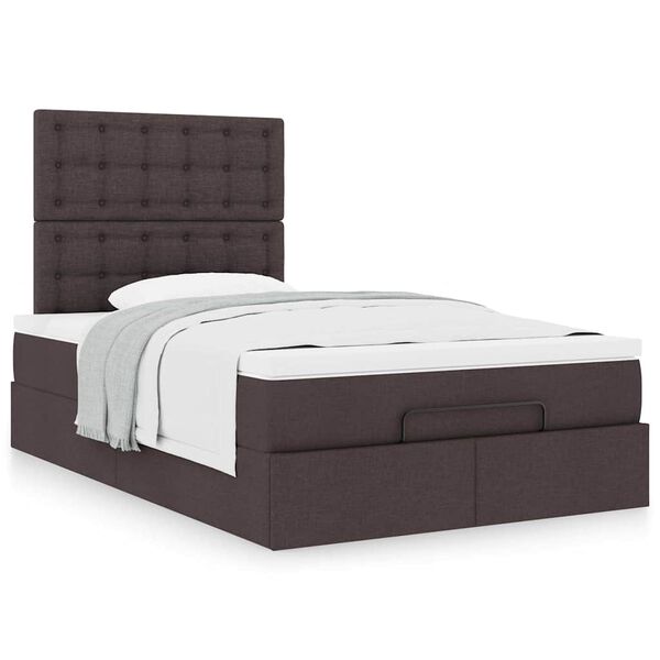 vidaXL Ottoman bed met matras 120x190 cm stof donkerbruin