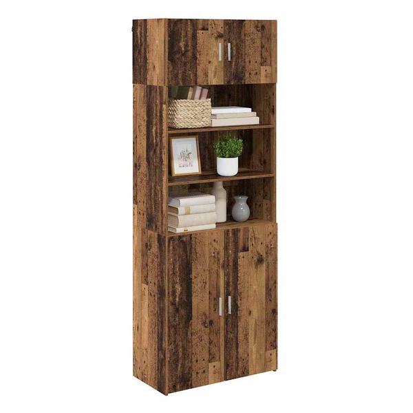 vidaXL Opbergkast Oud Hout 80 x 42,5 x 225 cm Bewerkt hout