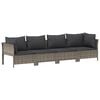 vidaXL 4-delige tuinloungeset met kussens grijs poly rattan