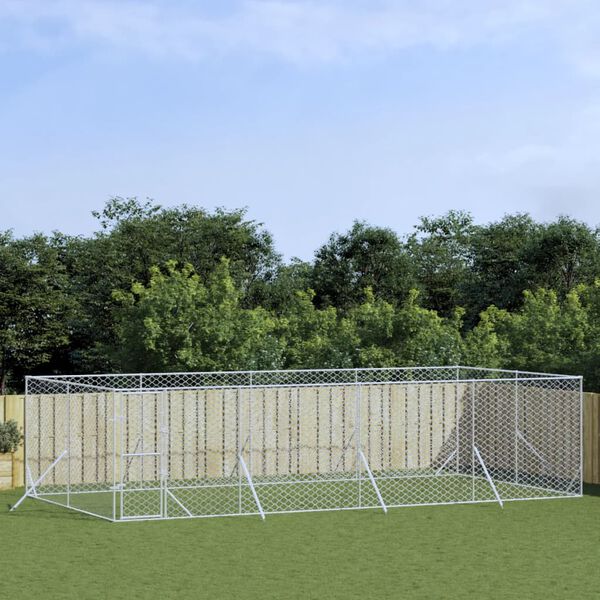 vidaXL Hondenkennel voor buiten 8x4x2 m gegalvaniseerd staal zilver