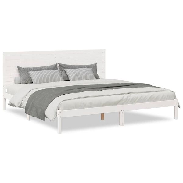 vidaXL Bedframe extra lang zonder matras massief hout wit 180x220 cm