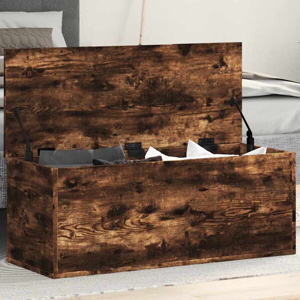 vidaXL Opbergbox 90x35x35 cm bewerkt hout gerookt eikenkleurig