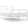 vidaXL Bedframe met hoofd- en voeteneinde metaal wit 120 x 190 cm