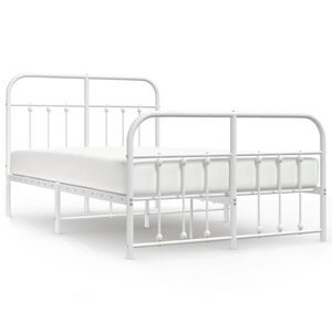 vidaXL Bedframe met hoofd- en voeteneinde metaal wit 120 x 190 cm