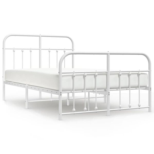 vidaXL Bedframe met hoofd- en voeteneinde metaal wit 120 x 190 cm