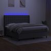 vidaXL Boxspring met matras en LED stof donkergrijs 160x200 cm