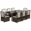 vidaXL 9-delige Tuinset met kussens poly rattan bruin