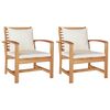 vidaXL Stoel 2 Stuk Bruin en Cr&egrave;me 65 x 60 x 76,5 cm Massief Teakhout
