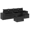 vidaXL 6-delige Loungeset met kussens poly rattan zwart