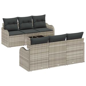 vidaXL Tuin Sofa Set met kussen 7 pcs Licht Grijs en Donker Grijs