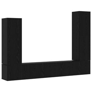 vidaXL Tv-meubelset Wandgemonteerd 4 pcs Zwart Eiken Bewerkt hout