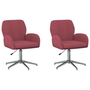 vidaXL Draaiende Bureaustoelen 2 st 54 x 58 x 90 cm Wijnrood Stof