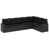 vidaXL 7-delige Loungeset met kussens poly rattan zwart