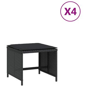 vidaXL Tuinkrukken 4 st met kussens 41x41x36 cm poly rattan zwart