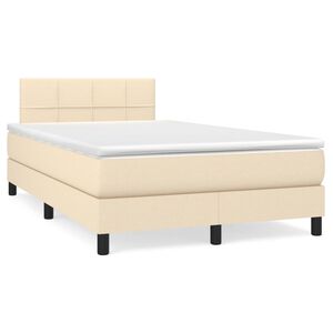 vidaXL Boxspring met matras stof cr&egrave;mekleurig 120x200 cm