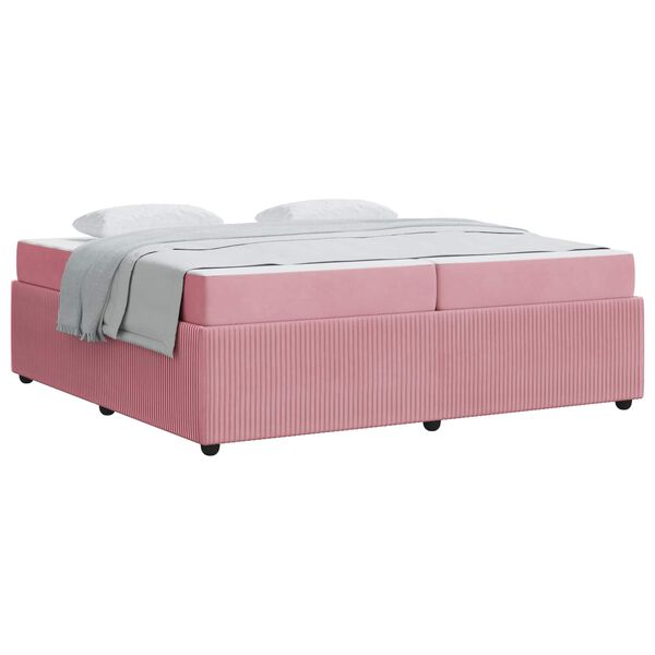 vidaXL Bedframe met matras Roze 200 x 200 cm Stof
