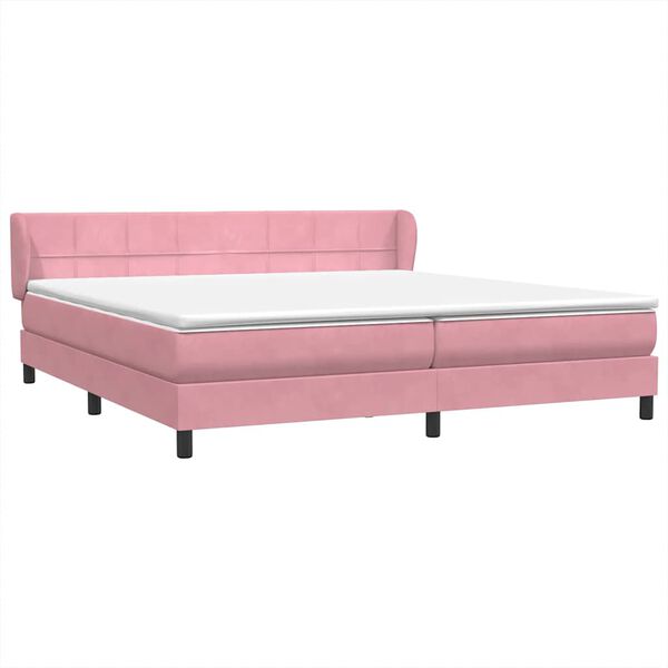 vidaXL Boxspring met matrassen fluweel roze 200x210 cm