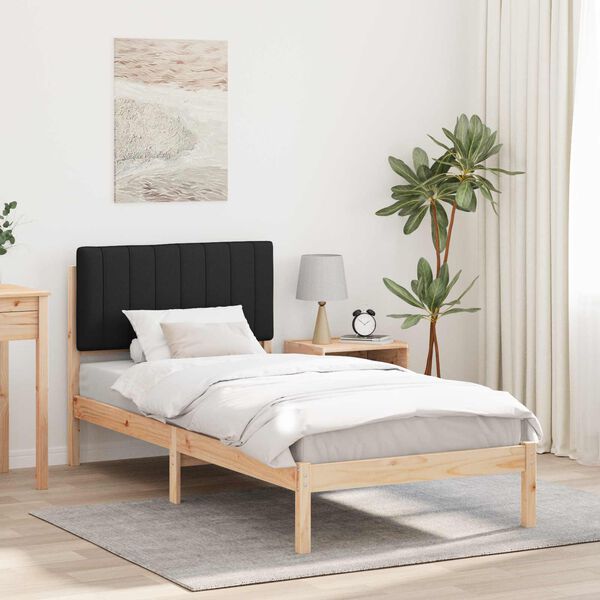 vidaXL Bedframe met Gevoerd Hoofdgedeelte Zwart 90 x 190 cm