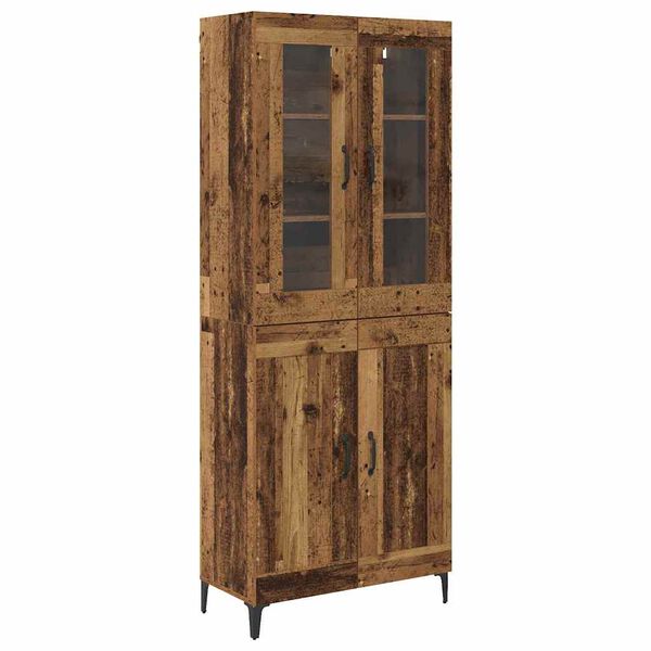 vidaXL Hoge kast Oud Hout 69,5 x 34 x 180 cm Bewerkt hout