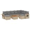 vidaXL 10-delige Loungeset met kussens poly rattan gemengd beige