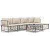 vidaXL 6-delige Loungeset met kussens poly rattan antracietkleurig