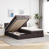 vidaXL Ottoman bed met matrassen en LED's 200x200cm stof donkerbruin