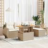 vidaXL 6-delige Loungeset met kussens poly rattan beige