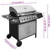 vidaXL Gasbarbecue 6+1 kookzone zwart en zilver