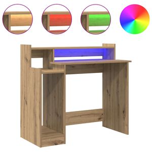 vidaXL Bureau met plank Artisan Eiken 97 x 45 x 90 cm Bewerkt hout